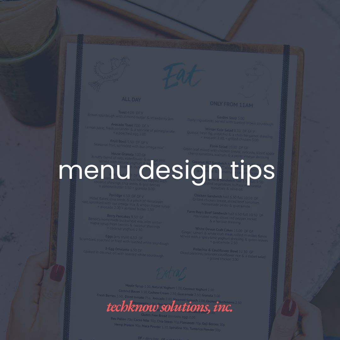 Menu design tips