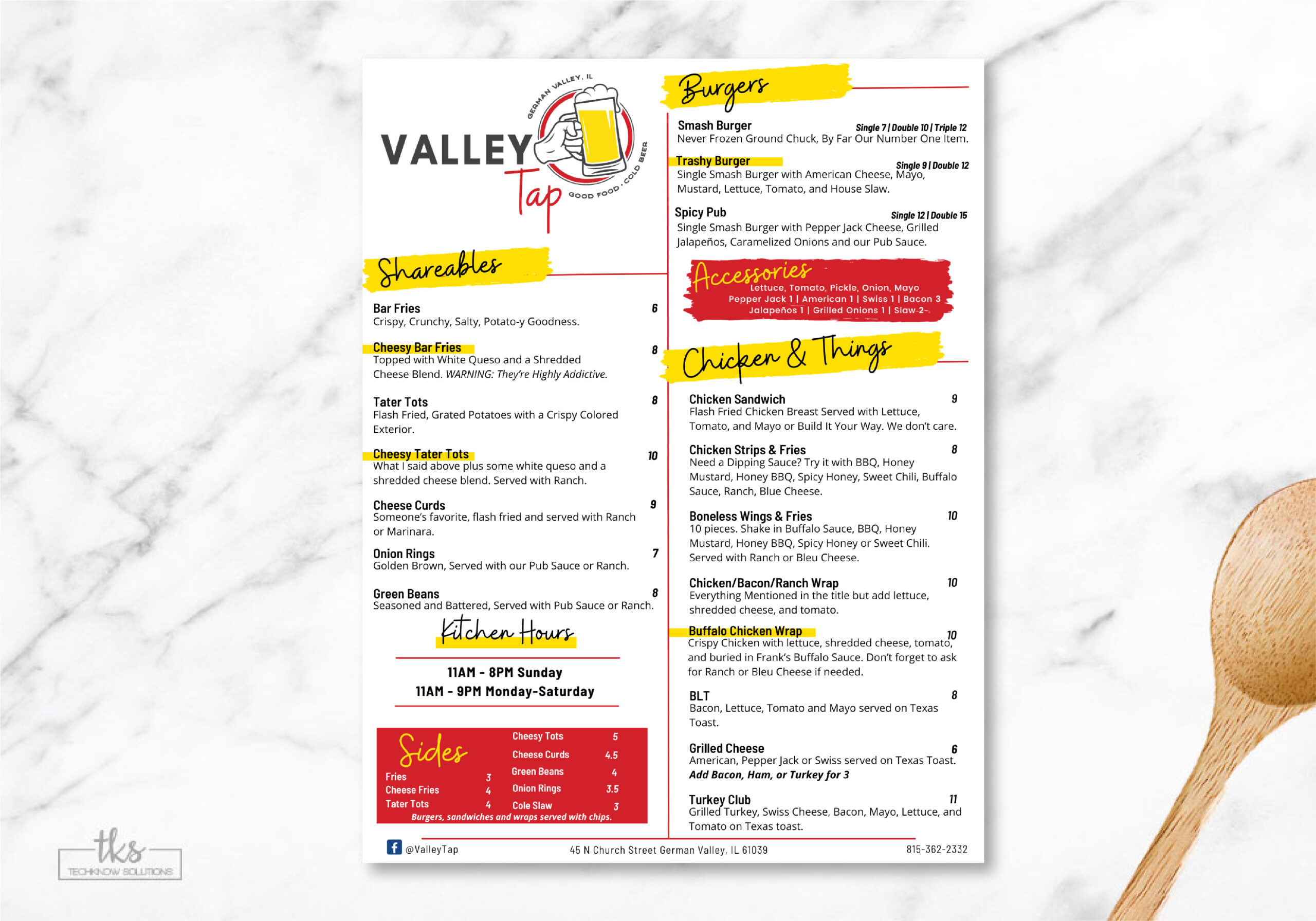Valley Tap-restaurant-menu